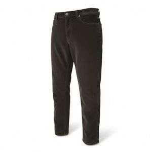 Gray cropped cord pant zipper at bottom